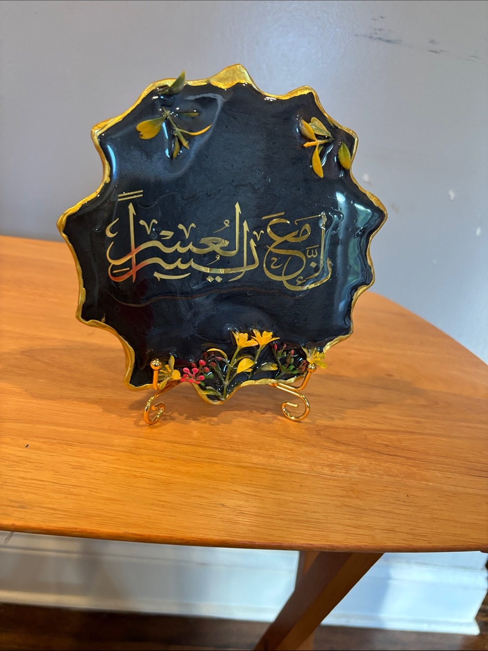 Hand-Painted Black & Gold Decorative Home Art Plate